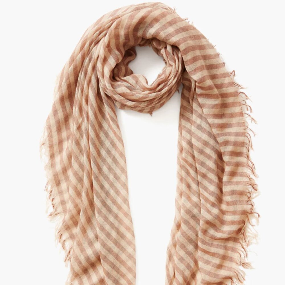 New Auth Chan Luu Silk and Cashmere Scarf Cognac Linea